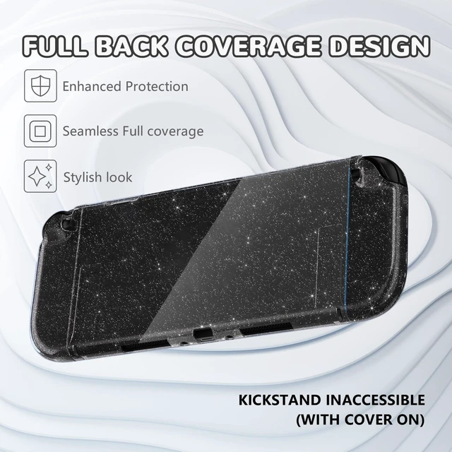 Alt view image 5 of 7 - PlayVital Protective Case for Nintendo Switch 2 with Stand | Ultra-Slim Dockable Hard Shell, Split Joycon Cover, Button Caps & Thumb Grips | Clear Series, Clear Glitter Silver