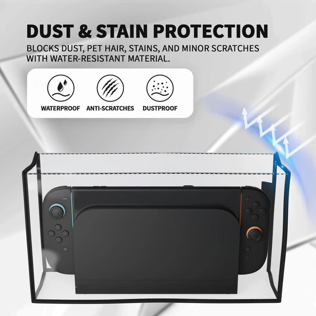 Alt view image 3 of 7 - PlayVital Dust Cover for Nintendo Switch 2, Anti-Scratch Dust Guard Waterproof Cover Sleeve for Nintendo Switch 2 Console & Charging Dock -Transparent