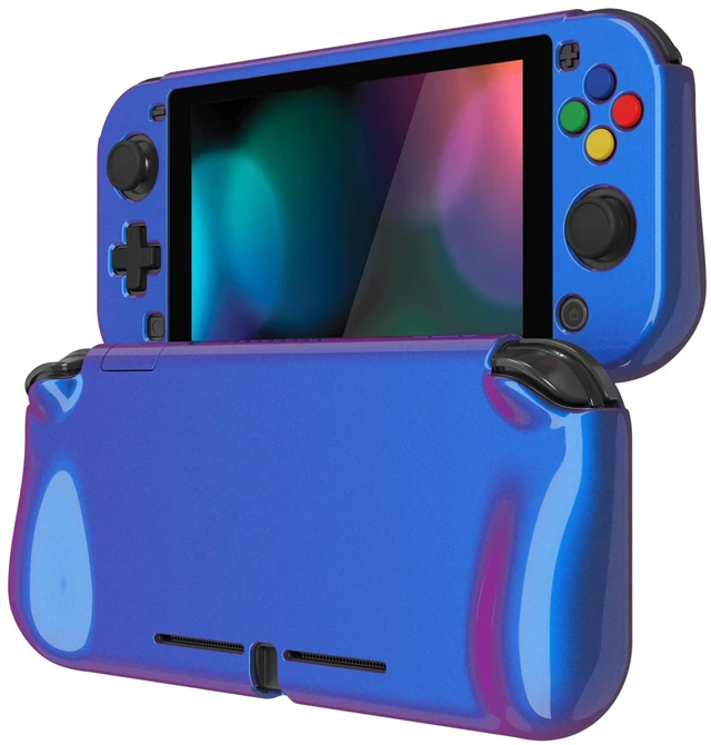 Main image of PlayVital ZealProtect Protective Case for Nintendo Switch Lite, Ergonomic Grip Hard Cover - Durable Shock-absorbent Anti-Scratch with Screen Protector & Thumb Grip Button Caps, Chameleon Purple Blue