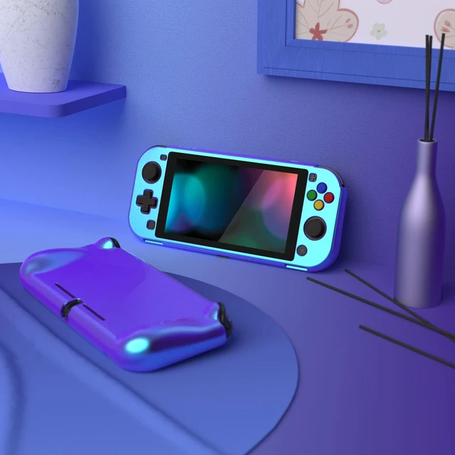 Alt view image 3 of 7 - PlayVital ZealProtect Protective Case for Nintendo Switch Lite, Ergonomic Grip Hard Cover - Durable Shock-absorbent Anti-Scratch with Screen Protector & Thumb Grip Button Caps, Chameleon Purple Blue
