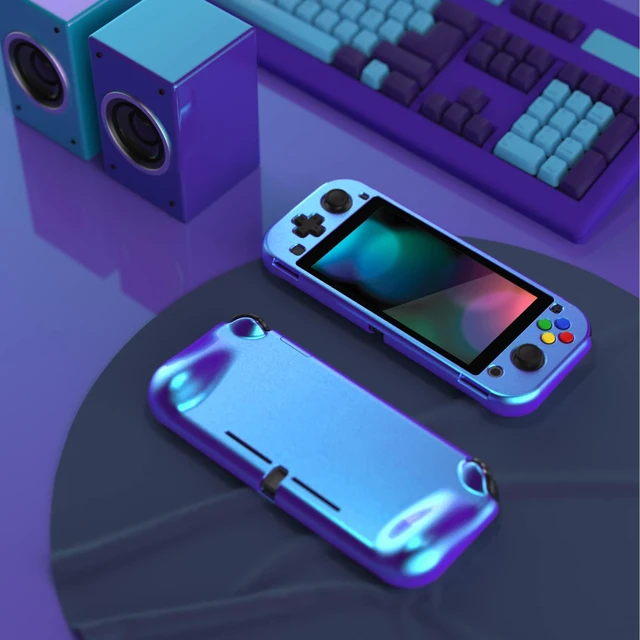 Alt view image 4 of 7 - PlayVital ZealProtect Protective Case for Nintendo Switch Lite, Ergonomic Grip Hard Cover - Durable Shock-absorbent Anti-Scratch with Screen Protector & Thumb Grip Button Caps, Chameleon Purple Blue