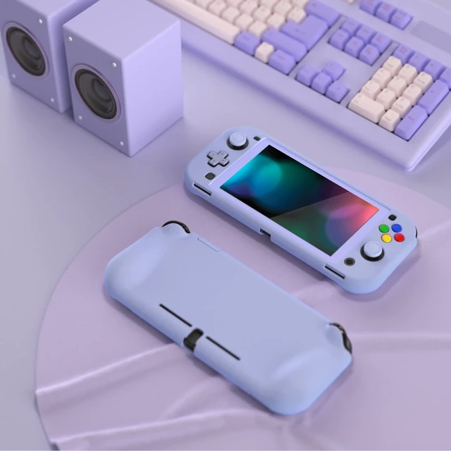 Alt view image 4 of 7 - PlayVital ZealProtect Protective Case for Nintendo Switch Lite, Ergonomic Grip Hard Cover - Durable Comfort Shock-absorbent Anti-Scratch with Screen Protector & Thumb Grip Button Caps, Light Violet