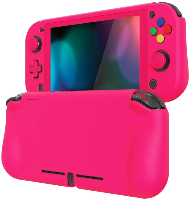 Main image of PlayVital ZealProtect Protective Case for Nintendo Switch Lite, Ergonomic Grip Hard Cover - Durable Shock-Absorbent Anti-Scratch with Screen Protector & Thumb Grip Button Caps, Bright Pink