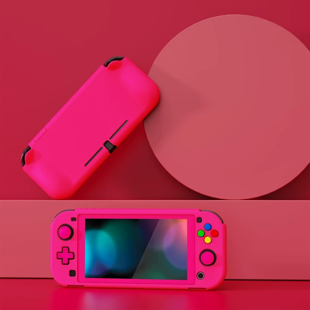 Alt view image 3 of 7 - PlayVital ZealProtect Protective Case for Nintendo Switch Lite, Ergonomic Grip Hard Cover - Durable Shock-Absorbent Anti-Scratch with Screen Protector & Thumb Grip Button Caps, Bright Pink