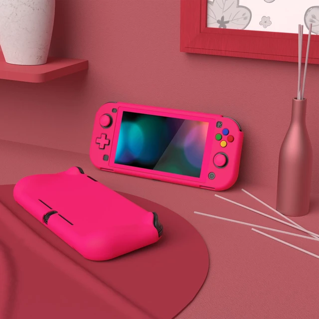 Alt view image 4 of 7 - PlayVital ZealProtect Protective Case for Nintendo Switch Lite, Ergonomic Grip Hard Cover - Durable Shock-Absorbent Anti-Scratch with Screen Protector & Thumb Grip Button Caps, Bright Pink