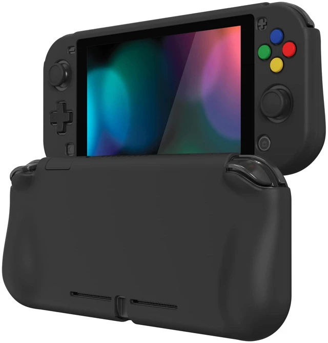 Main image of ZealProtect Protective Case for Nintendo Switch Lite, Ergonomic Grip Hard Cover - Durable Shock-absorbent Shock-Absorption Anti-Scratch with Screen Protector & Thumb Grip Button Cap, Black