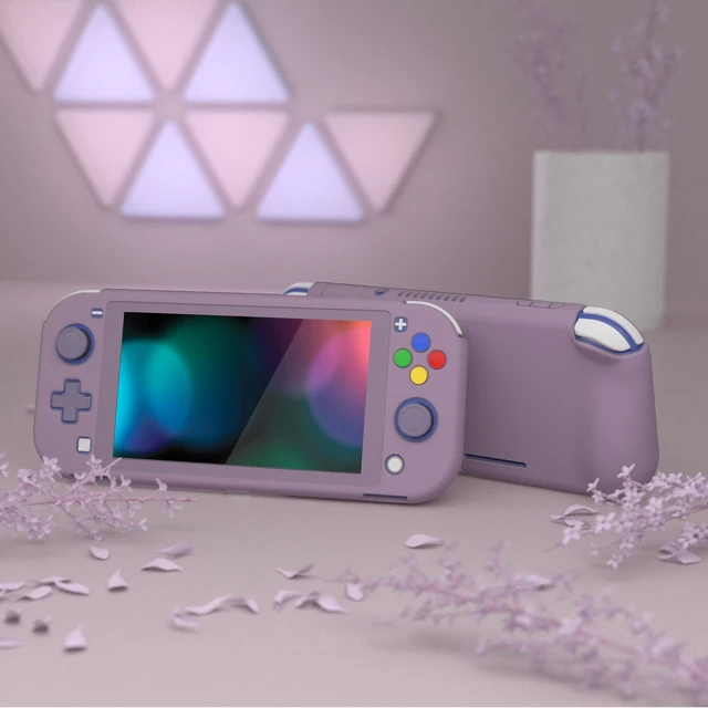 Alt view image 3 of 7 - PlayVital ZealProtect Protective Case for Nintendo Switch Lite, Ergomomic Grip Hard Cover - Durable Shock-absorbent Anti-Scratch with Screen Protector & Thumb Grip Button Caps, Dark Grayish Violet