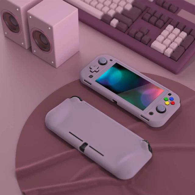 Alt view image 4 of 7 - PlayVital ZealProtect Protective Case for Nintendo Switch Lite, Ergomomic Grip Hard Cover - Durable Shock-absorbent Anti-Scratch with Screen Protector & Thumb Grip Button Caps, Dark Grayish Violet