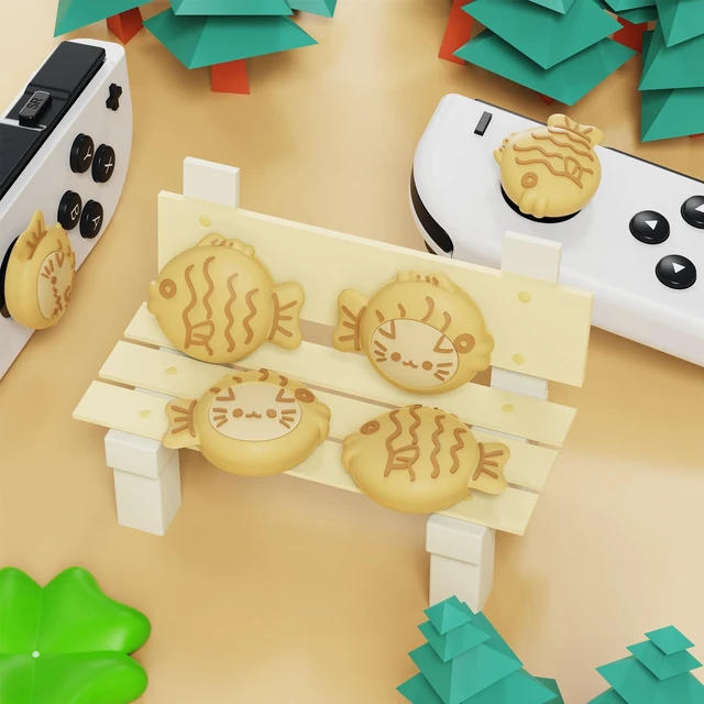 Alt view image 6 of 6 - PlayVital Joystick Caps for Nintendo Switch, Thumbstick Caps for Switch Lite, Analog Cover for OLED Joycon Thumb Grips - Taiyaki Kitten