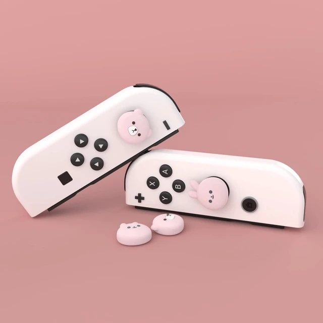 Alt view image 4 of 7 - PlayVital Joystick Caps for Nintendo Switch, Thumbstick Caps for Switch Lite, Analog Cover Joycon Thumb Grip Caps for OLED - Chubby Bear & Smiley Bunny Pink