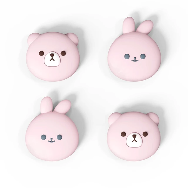 Alt view image 6 of 7 - PlayVital Joystick Caps for Nintendo Switch, Thumbstick Caps for Switch Lite, Analog Cover Joycon Thumb Grip Caps for OLED - Chubby Bear & Smiley Bunny Pink