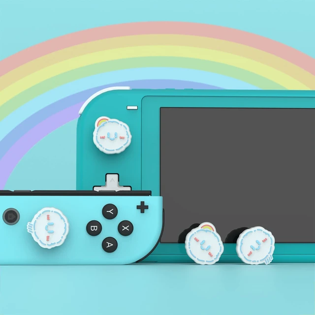 Alt view image 3 of 7 - PlayVital Joystick Caps for Nintendo Switch, Thumbstick Grips for Switch Lite, Analog Cover for OLED Joycon Thumb Grip Caps - Rainbow Clouds & Rainy Clouds
