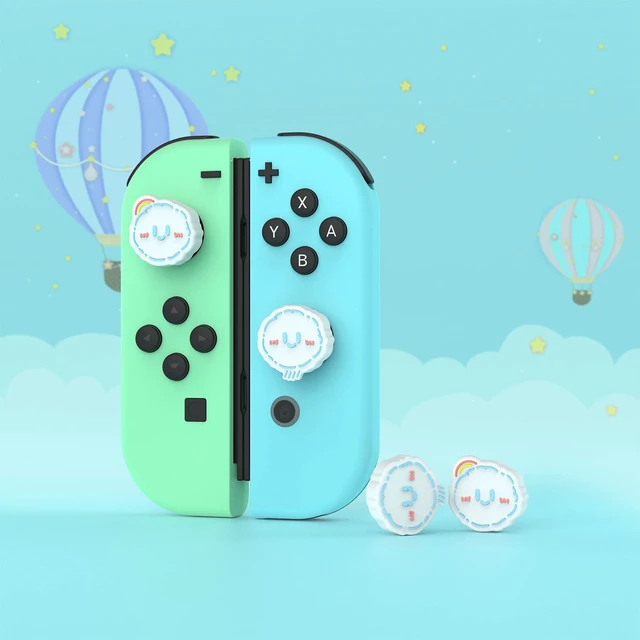 Alt view image 5 of 7 - PlayVital Joystick Caps for Nintendo Switch, Thumbstick Grips for Switch Lite, Analog Cover for OLED Joycon Thumb Grip Caps - Rainbow Clouds & Rainy Clouds