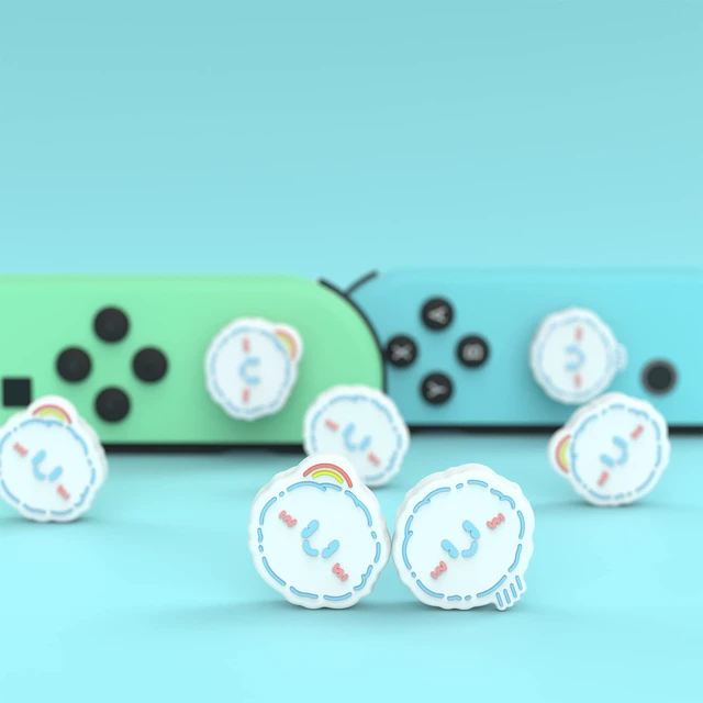 Alt view image 6 of 7 - PlayVital Joystick Caps for Nintendo Switch, Thumbstick Grips for Switch Lite, Analog Cover for OLED Joycon Thumb Grip Caps - Rainbow Clouds & Rainy Clouds