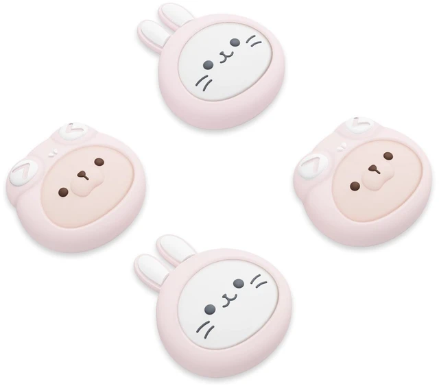 Main image of PlayVital Joystick Caps for Nintendo Switch, Thumbstick Grips for Switch Lite, Analog Cover for OLED Joycon Thumb Grip Caps - Pink Cosplaying Kitten & Puppy