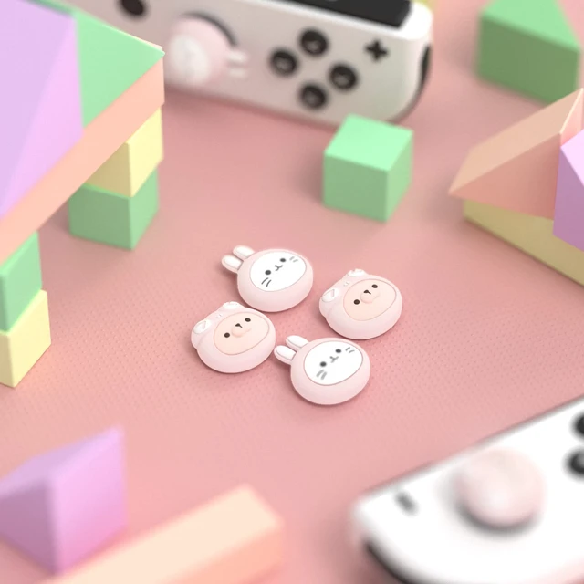 Alt view image 3 of 7 - PlayVital Joystick Caps for Nintendo Switch, Thumbstick Grips for Switch Lite, Analog Cover for OLED Joycon Thumb Grip Caps - Pink Cosplaying Kitten & Puppy