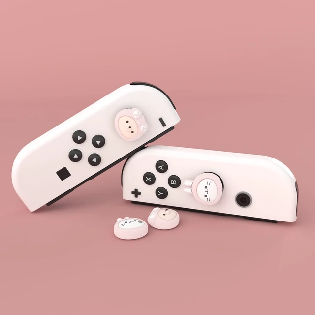 Alt view image 4 of 7 - PlayVital Joystick Caps for Nintendo Switch, Thumbstick Grips for Switch Lite, Analog Cover for OLED Joycon Thumb Grip Caps - Pink Cosplaying Kitten & Puppy