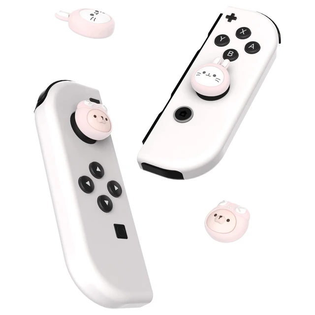 Alt view image 5 of 7 - PlayVital Joystick Caps for Nintendo Switch, Thumbstick Grips for Switch Lite, Analog Cover for OLED Joycon Thumb Grip Caps - Pink Cosplaying Kitten & Puppy