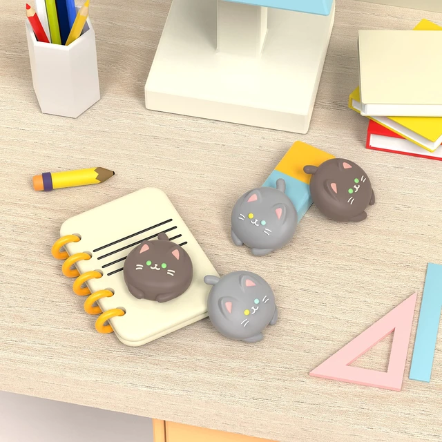 Alt view image 5 of 7 - PlayVital Joystick Caps for Nintendo Switch, Thumbstick Grips for Switch Lite, Analog Cover for OLED Joycon Thumb Grip Caps - Cutie Kitty Fleeting Gray & Dark Brown