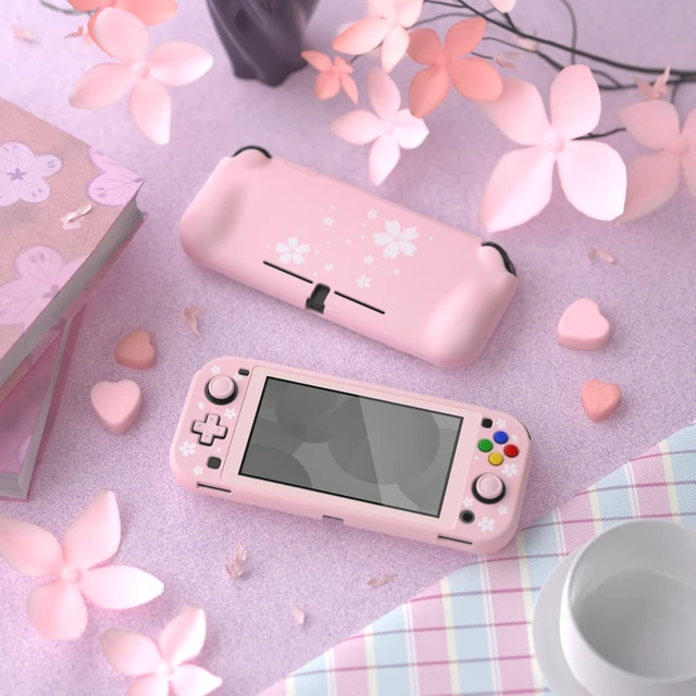 Alt view image 4 of 7 - PlayVital ZealProtect Protective Case for Nintendo Switch Lite, Hard Shell Ergonomic Grip Cover for Nintendo Switch Lite w/Screen Protector & Thumb Grip Caps & Button Caps - Cherry Blossoms Petals