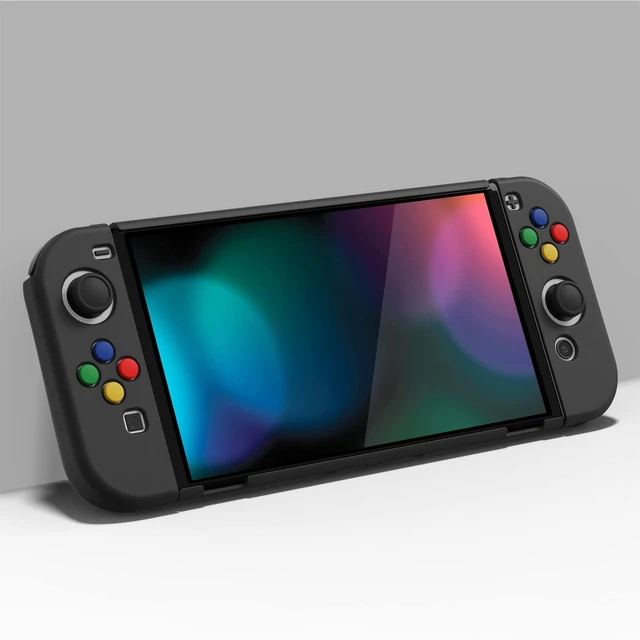 Alt view image 4 of 7 - PlayVital AlterGrips Protective Slim Case for Nintendo Switch OLED, Ergonomic Grip Cover for Joycon, Dockable Hard Shell for Switch OLED w/Thumb Grip Caps & Button Caps - Black