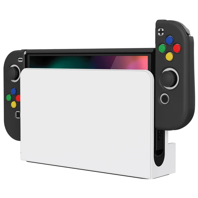 Alt view image 6 of 7 - PlayVital AlterGrips Protective Slim Case for Nintendo Switch OLED, Ergonomic Grip Cover for Joycon, Dockable Hard Shell for Switch OLED w/Thumb Grip Caps & Button Caps - Black