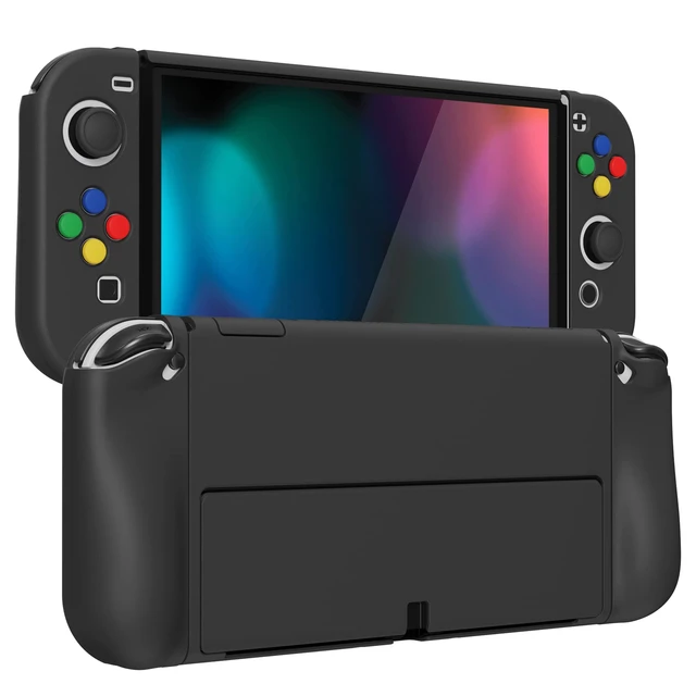 Alt view image 7 of 7 - PlayVital AlterGrips Protective Slim Case for Nintendo Switch OLED, Ergonomic Grip Cover for Joycon, Dockable Hard Shell for Switch OLED w/Thumb Grip Caps & Button Caps - Black
