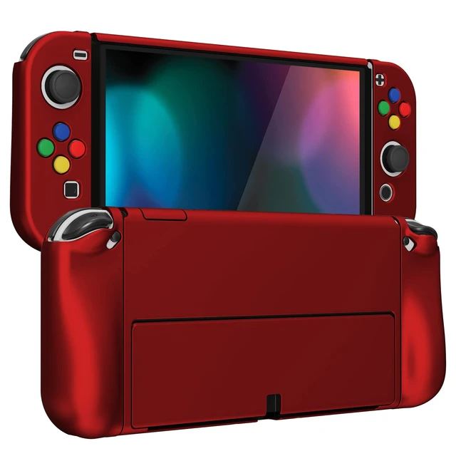 Alt view image 7 of 7 - AlterGrips Protective Slim Case for Nintendo Switch OLED, Ergonomic Grip Cover for Joycon, Dockable Hard Shell for Switch OLED w/Thumb Grip Caps & Button Caps - Scarlet Red