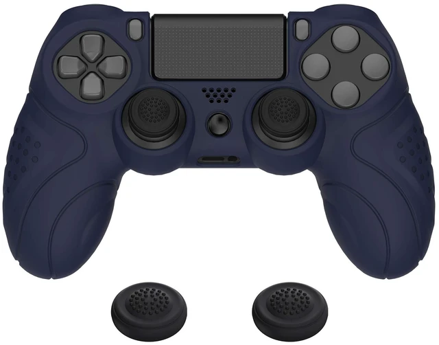 Main image of PlayVital Guardian Edition Midnight Blue Soft Anti-Slip Controller Silicone Case Cover for ps4, Rubber Protector Skins with Joystick Caps for ps4 Slim for ps4 Pro Controller