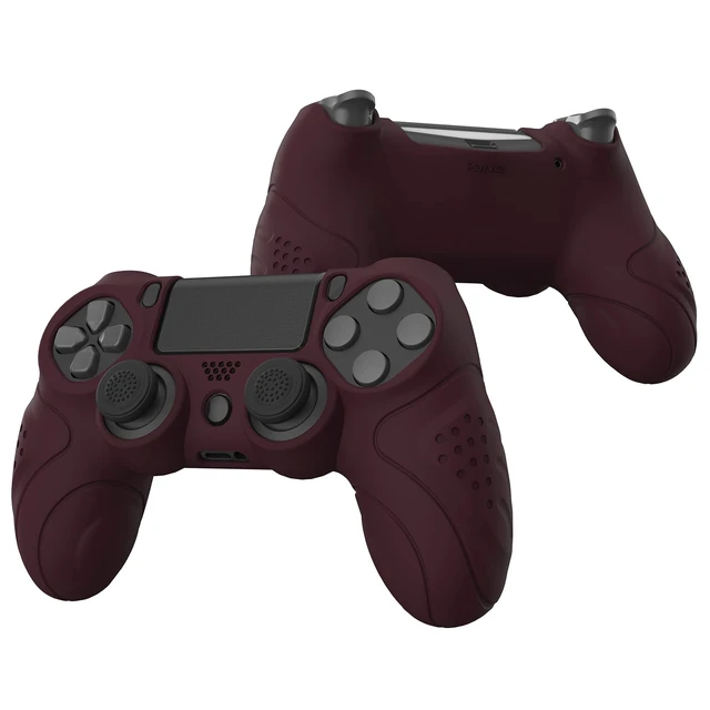 Alt view image 5 of 7 - PlayVital Guardian Edition Wine Red Ergonomic Soft Anti-Slip Controller Silicone Case Cover for ps4, Rubber Protector Skin with Joystick Caps for ps4 Slim/Pro Controller