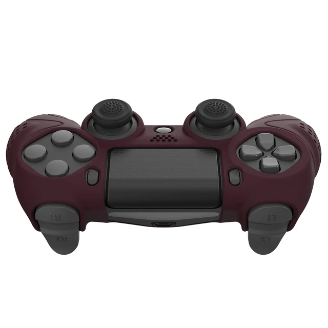 Alt view image 6 of 7 - PlayVital Guardian Edition Wine Red Ergonomic Soft Anti-Slip Controller Silicone Case Cover for ps4, Rubber Protector Skin with Joystick Caps for ps4 Slim/Pro Controller