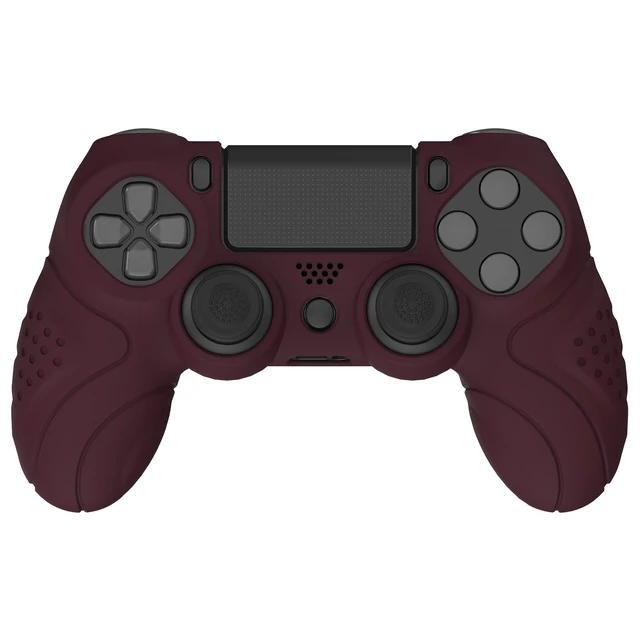 Alt view image 7 of 7 - PlayVital Guardian Edition Wine Red Ergonomic Soft Anti-Slip Controller Silicone Case Cover for ps4, Rubber Protector Skin with Joystick Caps for ps4 Slim/Pro Controller