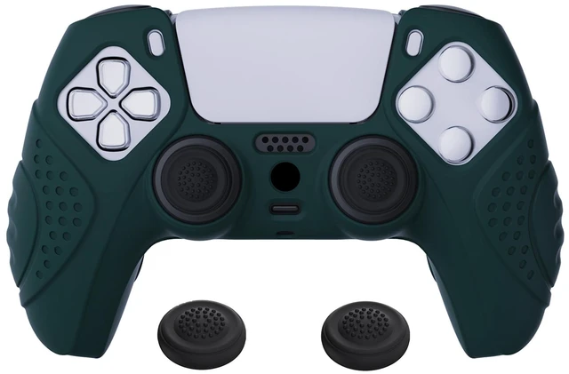 Main image of PlayVital Guardian Edition Racing Green Ergonomic Soft Anti-Slip Controller Silicone Case Cover for ps5, Rubber Protector Skins with Black Joystick Caps for ps5 Controller