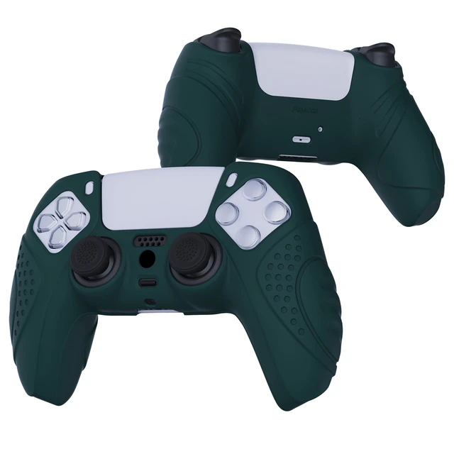 Alt view image 6 of 7 - PlayVital Guardian Edition Racing Green Ergonomic Soft Anti-Slip Controller Silicone Case Cover for ps5, Rubber Protector Skins with Black Joystick Caps for ps5 Controller