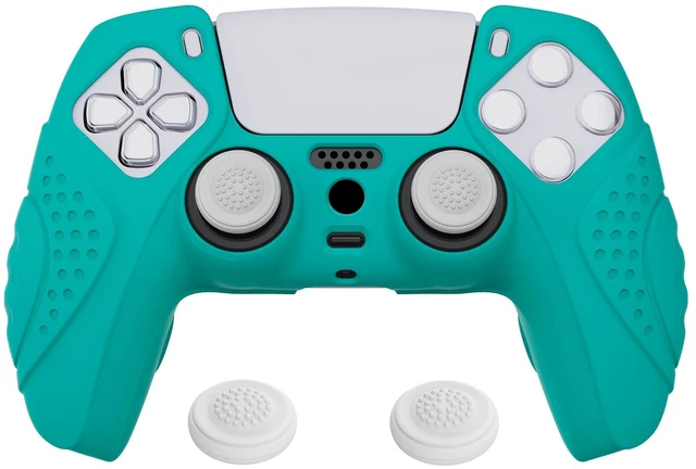 Main image of PlayVital Guardian Edition Blue Ergonomic Soft Anti-Slip Controller Silicone Case Cover for ps5, Rubber Protector Skins with Black Joystick Caps for ps5 Controller