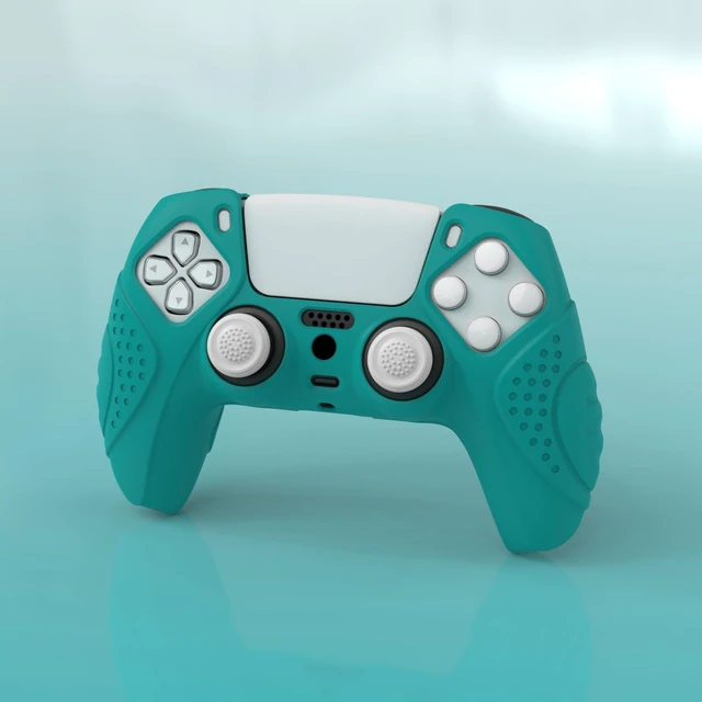Alt view image 3 of 7 - PlayVital Guardian Edition Blue Ergonomic Soft Anti-Slip Controller Silicone Case Cover for ps5, Rubber Protector Skins with Black Joystick Caps for ps5 Controller