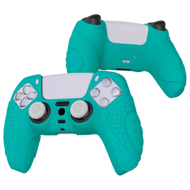 Alt view image 6 of 7 - PlayVital Guardian Edition Blue Ergonomic Soft Anti-Slip Controller Silicone Case Cover for ps5, Rubber Protector Skins with Black Joystick Caps for ps5 Controller