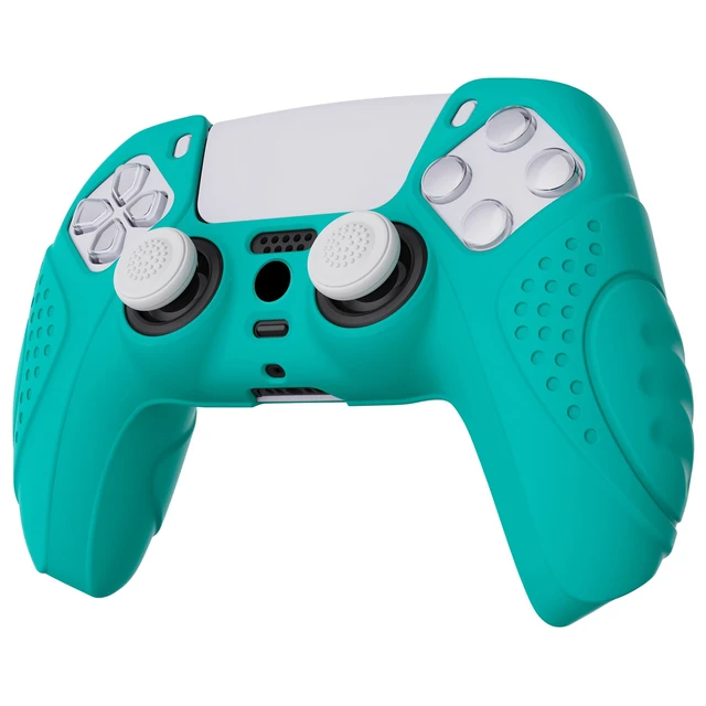Alt view image 7 of 7 - PlayVital Guardian Edition Blue Ergonomic Soft Anti-Slip Controller Silicone Case Cover for ps5, Rubber Protector Skins with Black Joystick Caps for ps5 Controller