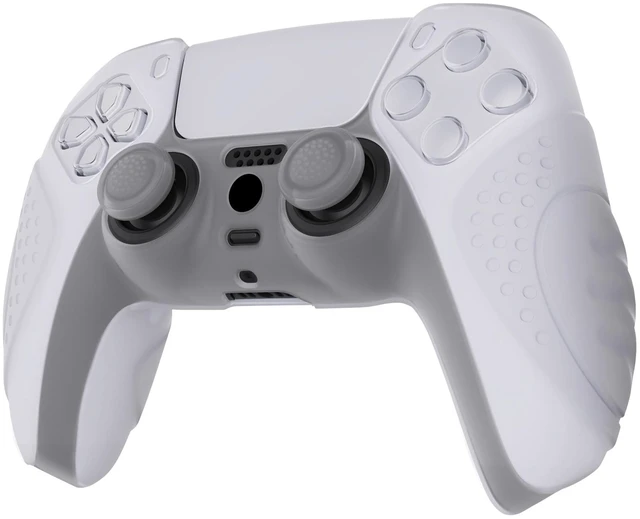 Alt view image 7 of 7 - PlayVital Guardian Edition Clear White Ergonomic Soft Anti-Slip Controller Silicone Case Cover for ps5, Rubber Protector Skins with Clear White Joystick Caps for ps5 Controller