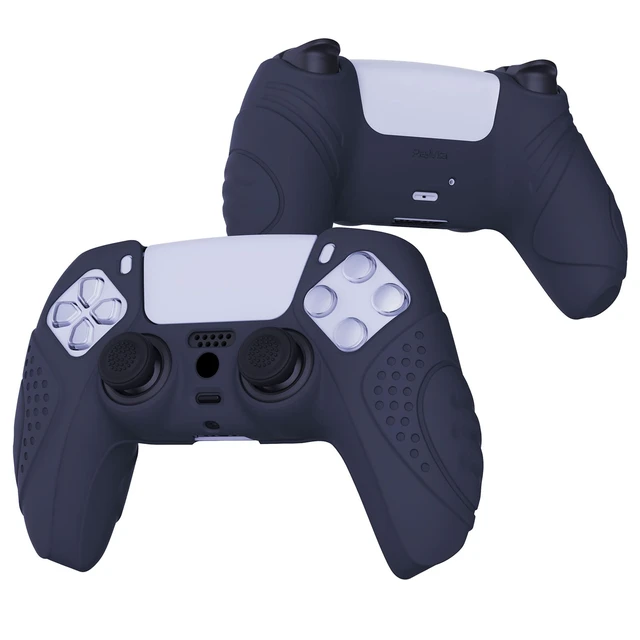 Alt view image 6 of 7 - PlayVital Guardian Edition Midnight Blue Ergonomic Soft Anti-Slip Controller Silicone Case Cover for ps5, Rubber Protector Skins with Black Joystick Caps for ps5 Controller