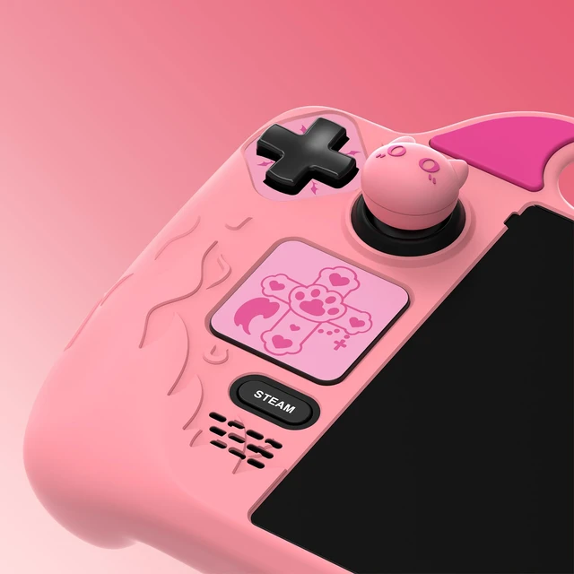 Alt view image 2 of 7 - PlayVital Cute Demon Protective Case for Steam Deck LCD & OLED, Kawaii Anti-Slip Protector for Steam Deck OLED with Thumb Grip Caps & Trackpads Stickers & Back Button Enhancement Set - Pink
