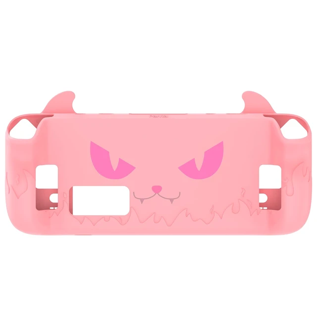 Alt view image 6 of 7 - PlayVital Cute Demon Protective Case for Steam Deck LCD & OLED, Kawaii Anti-Slip Protector for Steam Deck OLED with Thumb Grip Caps & Trackpads Stickers & Back Button Enhancement Set - Pink