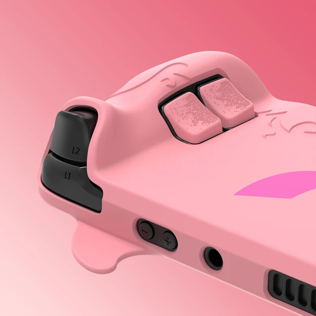 Alt view image 4 of 7 - PlayVital Cute Demon Protective Case for Steam Deck LCD & OLED, Kawaii Anti-Slip Protector for Steam Deck OLED with Thumb Grip Caps & Trackpads Stickers & Back Button Enhancement Set - Pink