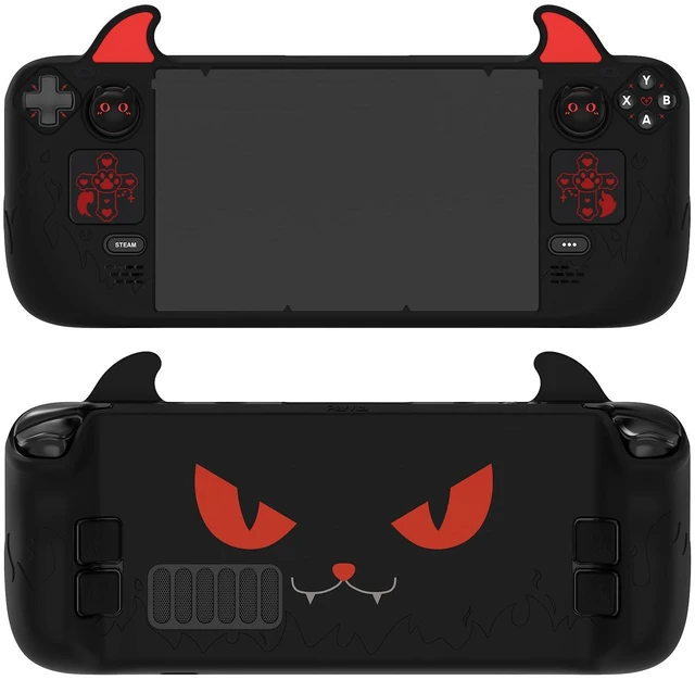 Main image of PlayVital Cute Demon Protective Case for Steam Deck LCD & OLED, Kawaii Anti-Slip Protector for Steam Deck OLED with Thumb Grip Caps & Trackpads Stickers & Back Button Enhancement Set - Black