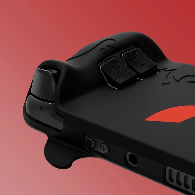 Alt view image 4 of 7 - PlayVital Cute Demon Protective Case for Steam Deck LCD & OLED, Kawaii Anti-Slip Protector for Steam Deck OLED with Thumb Grip Caps & Trackpads Stickers & Back Button Enhancement Set - Black