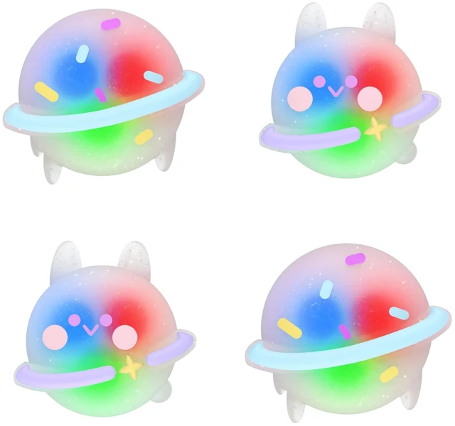 Main image of PlayVital Cute Universal Illuminated LED Thumbstick Grips for ps5, for ps4, Joystick Caps for Xbox Series X/S, for Xbox One, Switch Pro Controllers, Joystick Protection - Planet & Sweet Bunny