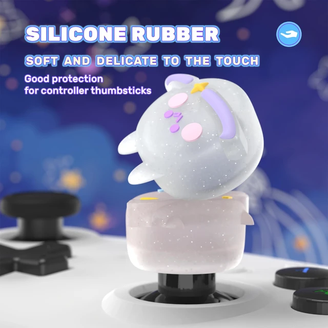 Alt view image 2 of 7 - PlayVital Cute Universal Illuminated LED Thumbstick Grips for ps5, for ps4, Joystick Caps for Xbox Series X/S, for Xbox One, Switch Pro Controllers, Joystick Protection - Planet & Sweet Bunny