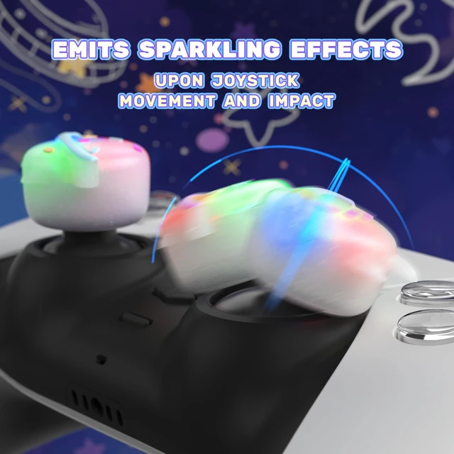Alt view image 4 of 7 - PlayVital Cute Universal Illuminated LED Thumbstick Grips for ps5, for ps4, Joystick Caps for Xbox Series X/S, for Xbox One, Switch Pro Controllers, Joystick Protection - Planet & Sweet Bunny