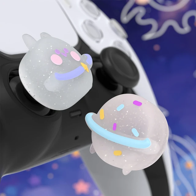 Alt view image 6 of 7 - PlayVital Cute Universal Illuminated LED Thumbstick Grips for ps5, for ps4, Joystick Caps for Xbox Series X/S, for Xbox One, Switch Pro Controllers, Joystick Protection - Planet & Sweet Bunny