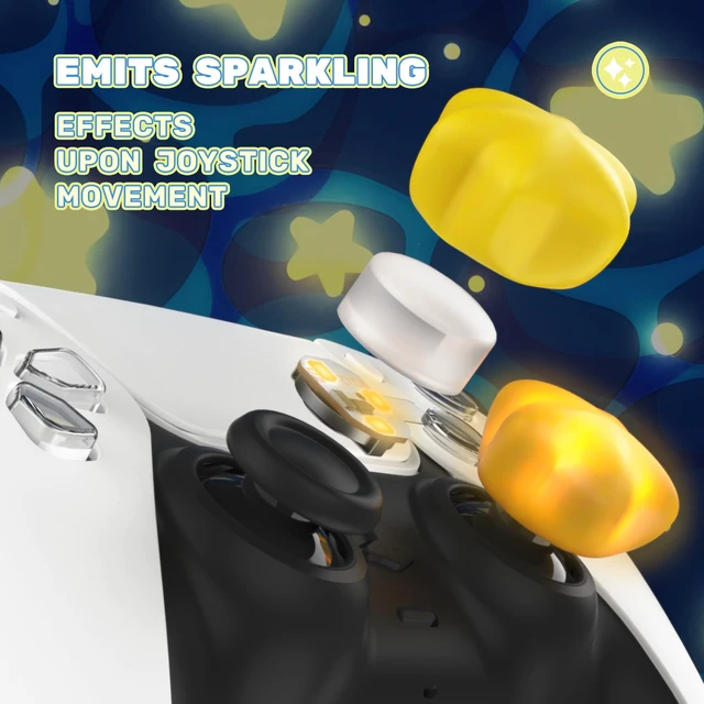 Alt view image 3 of 7 - PlayVital Cute Universal Illuminated LED Thumbstick Grips for ps5, for ps4, Joystick Caps for Xbox Series X/S, for Xbox One, Switch Pro Controllers, Joystick Protection - Stars